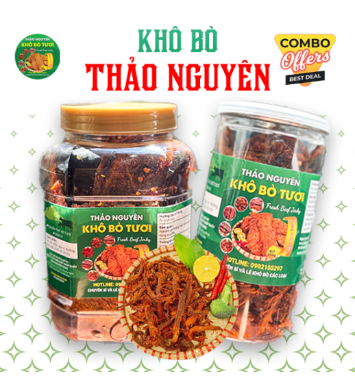 Combo 2 Hộp Khô Bò Miếng 500gram - 250 Gram Sợi
