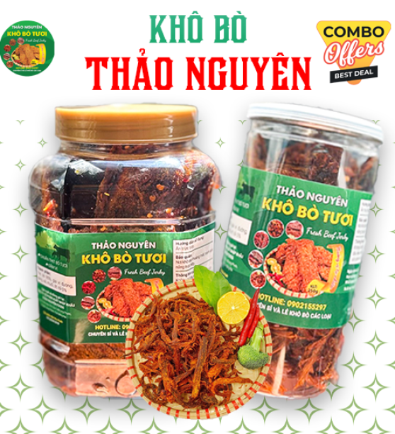 Combo 2 Hộp Khô Bò Miếng 500gram - 250 Gram Sợi